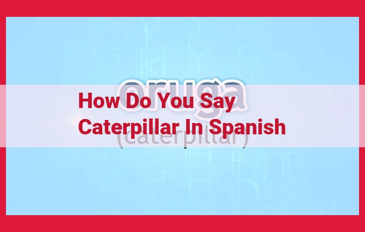 How to Say Caterpillar in Spanish: A Comprehensive Guide