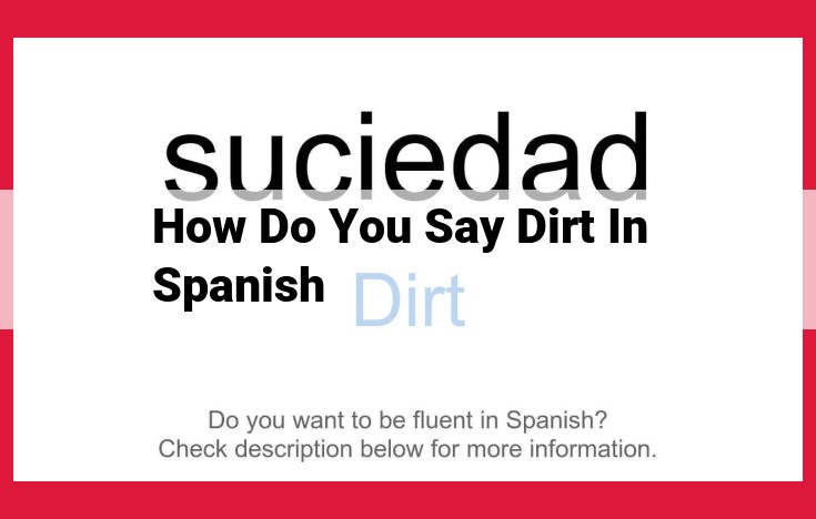 Spanish Translation and Synonyms for "Dirt": Exploring "Tierra," "Suciedad," and Related Terms