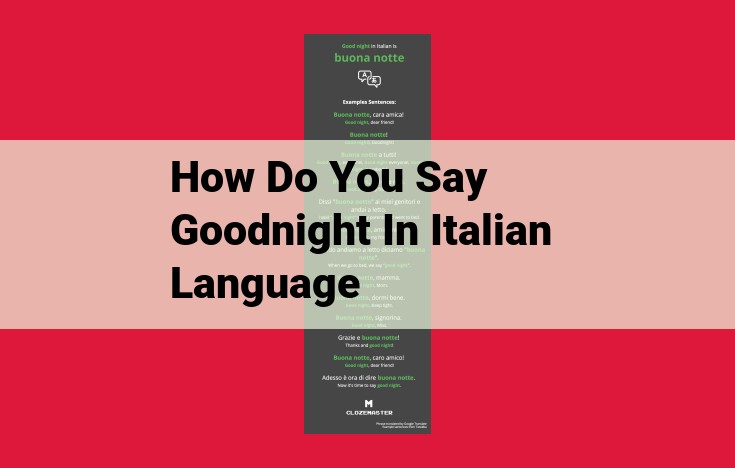 How to Say "Goodnight" in Italian: Essential Phrases for Nighttime Greetings