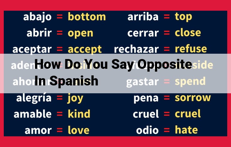 Essential Spanish Opposites: Mastering Opposites for Effective Communication