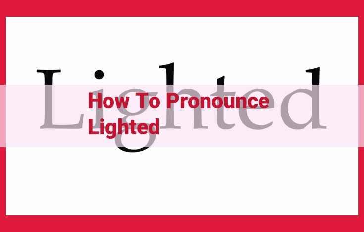 Master the Pronunciation of "Lighted": A Comprehensive Guide