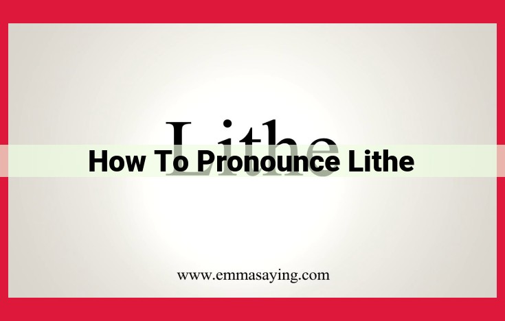 Pronouncing "Lithe": A Comprehensive Guide to Perfect Pronunciation