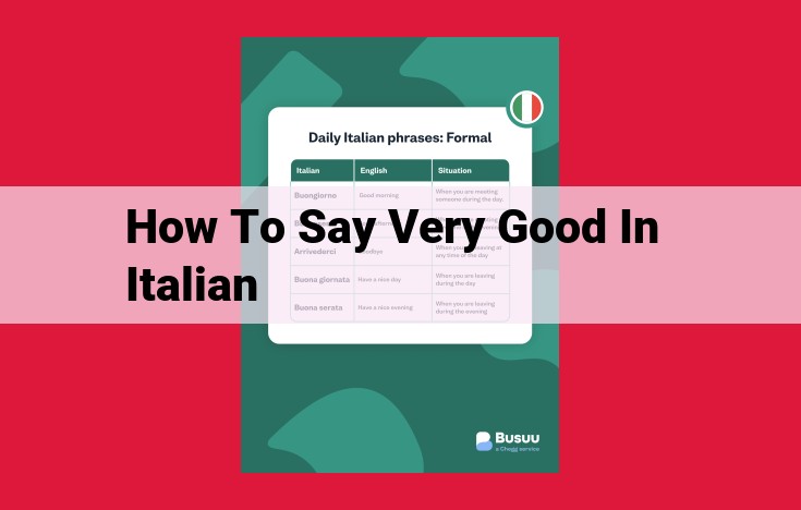 Mastering "Molto Bene": Expressing "Very Good" in Italian with Ease