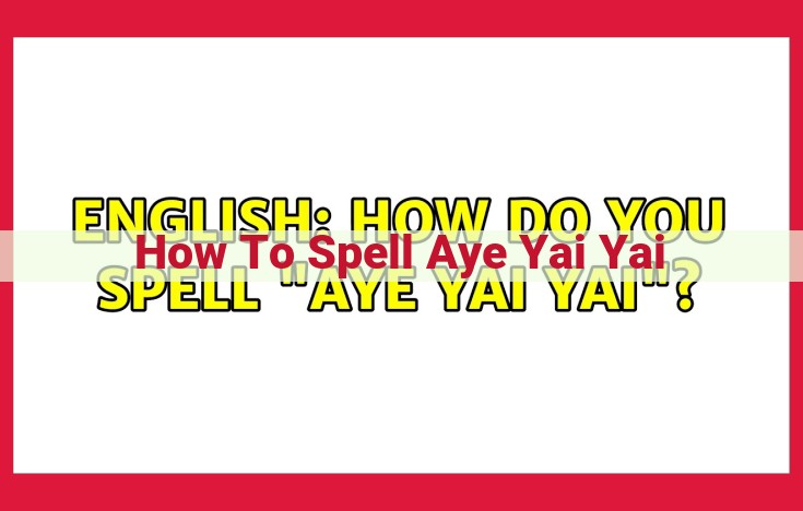 Mastering the Spelling of "Aye Yai Yai": An Essential Guide to Expressing Exasperation