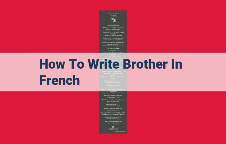 How to Say "Brother" in French: Unraveling the Cultural Significance of "Frère"