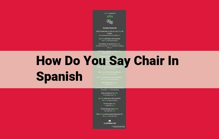 Unlock the Spanish Word for "Chair": A Comprehensive Guide to "Silla"