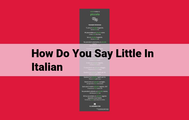 Synonyms for "Little" in Italian: A Comprehensive Guide to Nuances and Related Phrases