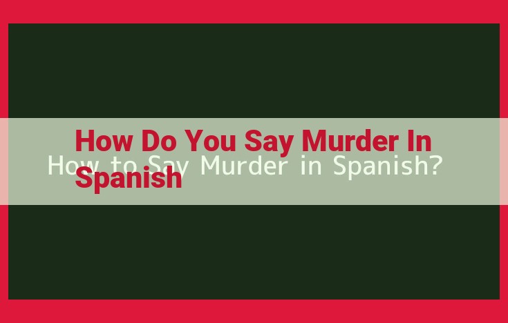 "Murder" in Spanish: Definition, Etymology, and Usage