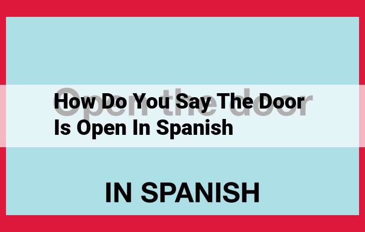 How to Say "The Door is Open" in Spanish: A Comprehensive Guide