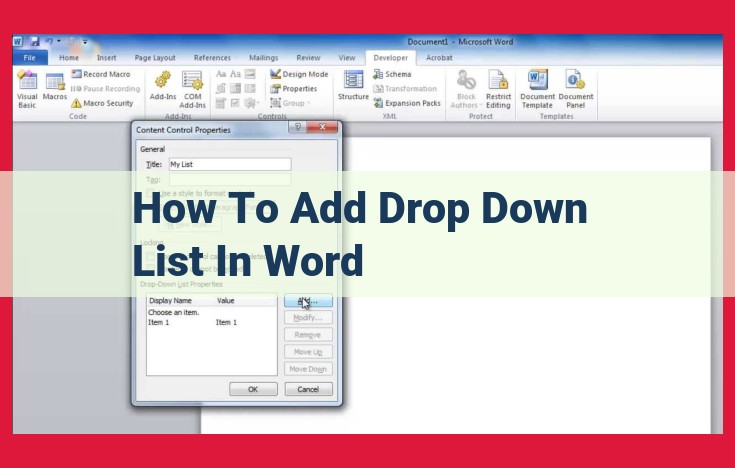 Create Drop-Down Lists in Microsoft Word: Step-by-Step Guide for Beginners