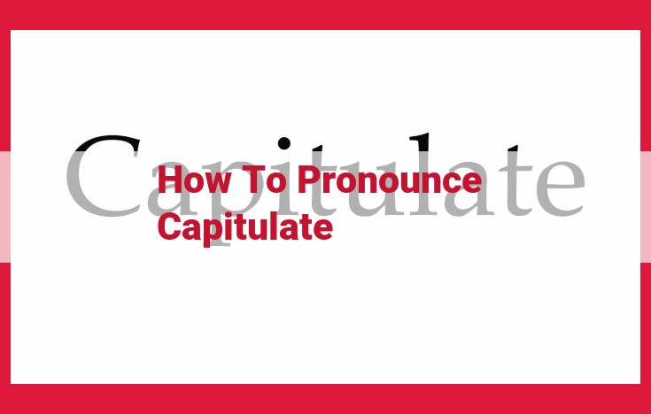 Master "Capitulate" Pronunciation: Expert Guidance and Learning Tools