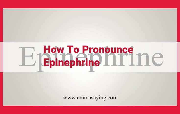 Pronunciation Masterclass: Mastering "Epinephrine" in 3 Easy Steps