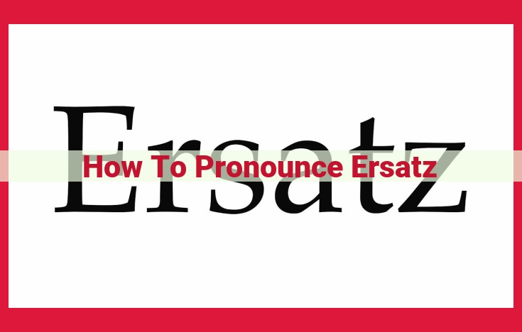 Master the Pronunciation of "Ersatz": A Comprehensive Guide