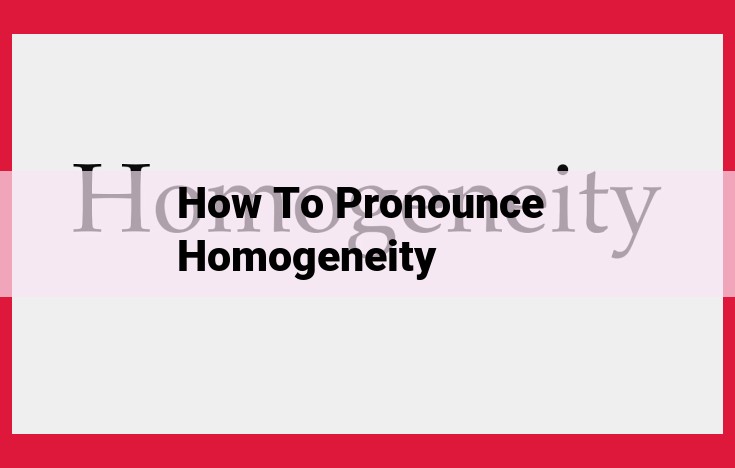 How to Pronounce "Homogeneity" Correctly: Expert Guide