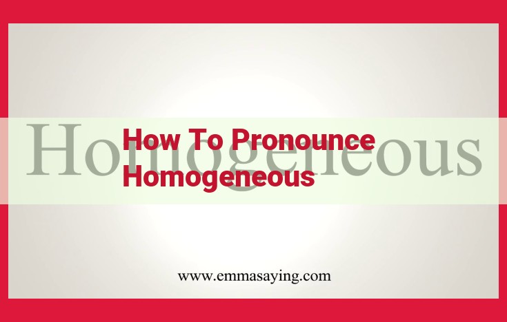 How to Pronounce "Homogeneous": A Comprehensive Guide