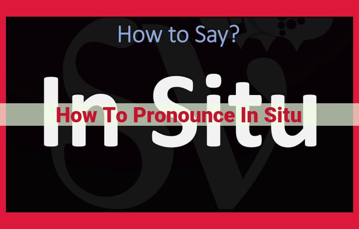 Master the Pronunciation of "In Situ" in 4 Easy Steps