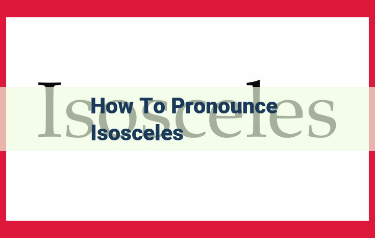 Mastering the Pronunciation of "Isosceles" for Effective Communication