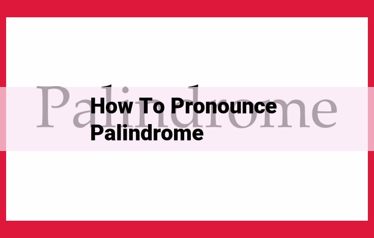 Master the Pronunciation of "Palindrome": Expert Tips for Improved Speech