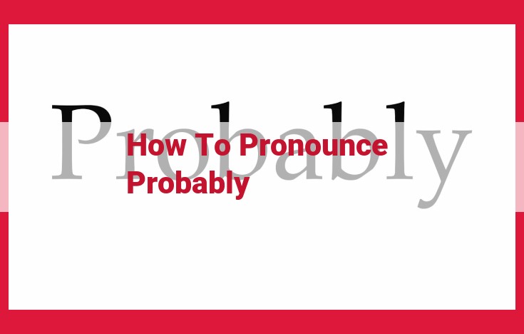 Mastering the Pronunciation of "Probably": A Step-by-Step Guide