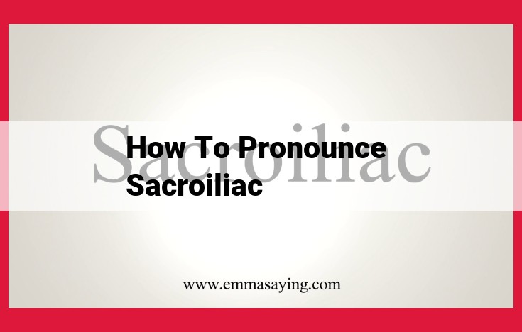 Mastering the Pronunciation of "Sacroiliac": A Comprehensive Guide