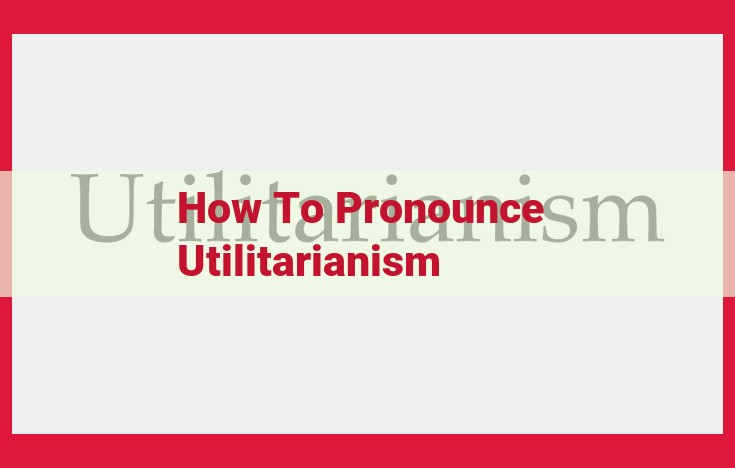 Mastering the Pronunciation of "Utilitarianism": A Comprehensive Guide