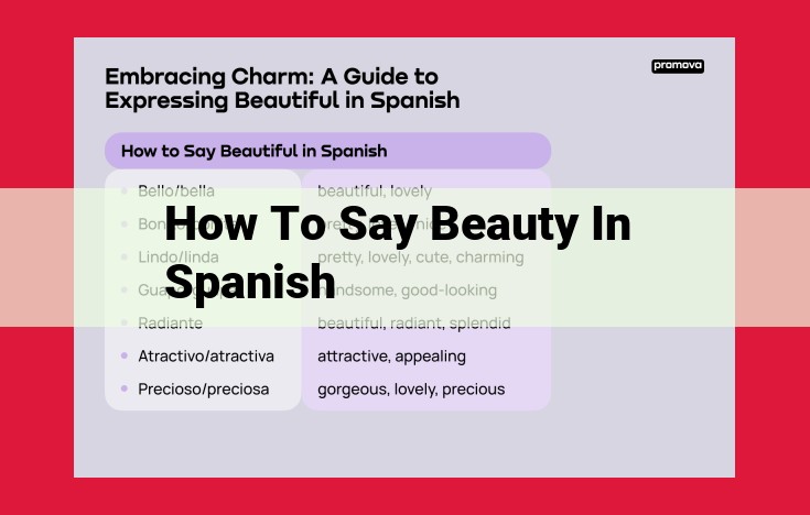 The Ultimate Guide to Saying "Beauty" in Spanish: Belleza and Hermosura