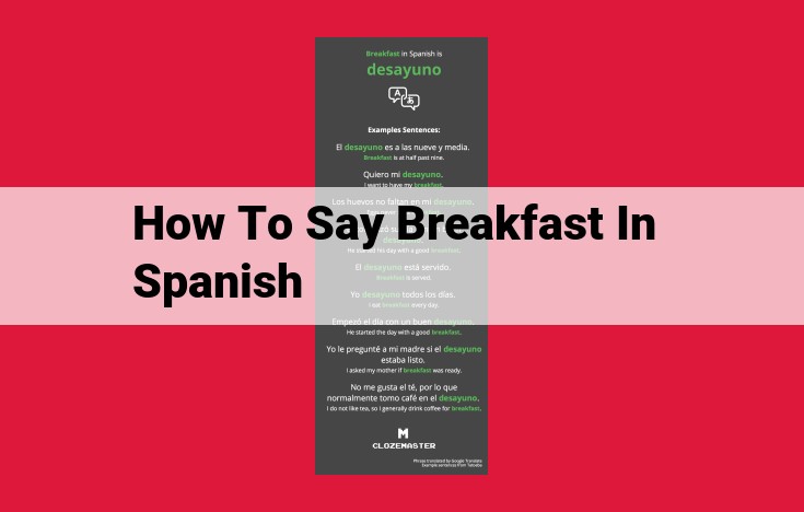 Desayuno: The Essential Spanish Word for a Nutritious Morning Meal