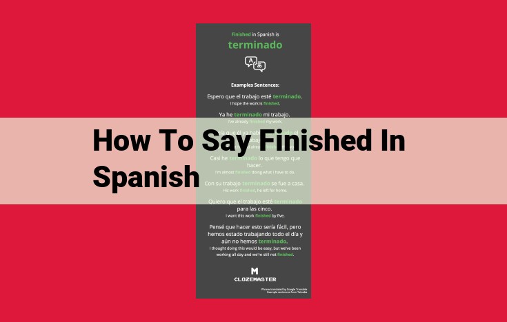 How to Express "Finished" in Spanish: A Comprehensive Guide