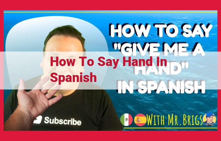 Mastering Spanish Hand Terminology: "Mano", Fingers, Gestures, and More