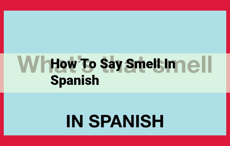 Understand the Nuances of Smell: Exploring the Spanish Verb "Oler" and Noun "Olor"