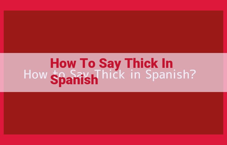 Spanish Adjectives for "Thick": A Comprehensive Guide