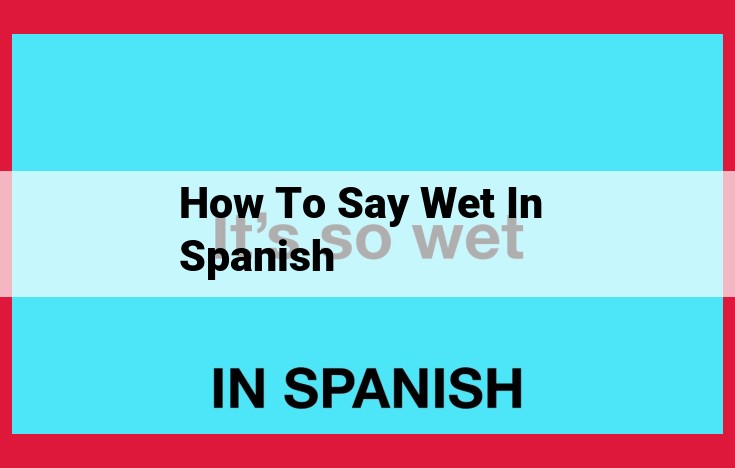 Wetness in Spanish: Verbs, Adjectives, Nouns, Phrases, and Related Terms