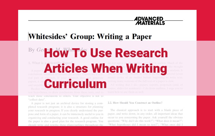 Research Articles as Pillars for Curriculum Enhancement: A Guide for Educators